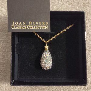 NIB Goldtone Aurora Borealis Egg Pendant